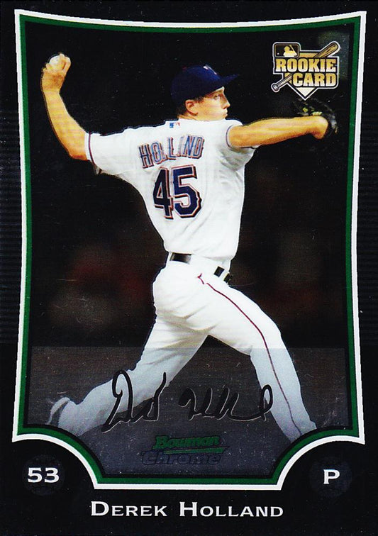 2009 Bowman Chrome Derek HollandÂ  RC #193 Texas Rangers