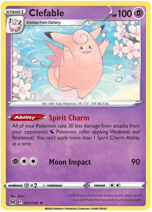Sword and Shield Lost Origin 063  Clefable