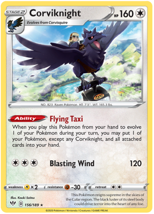 Sword and Shield Darkness Ablaze 156  Corviknight