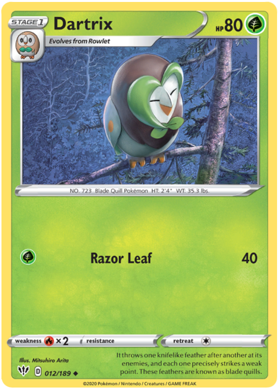 Sword and Shield Darkness Ablaze 012  Dartrix