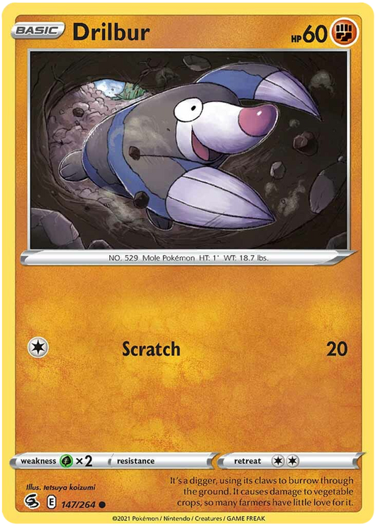Sword and Shield Fusion Strike 147  Drilbur