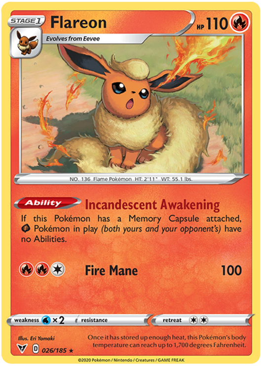 Sword and Shield Vivid Voltage 026  Flareon