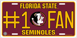 Florida State Seminoles "#1 Fan" License Plate