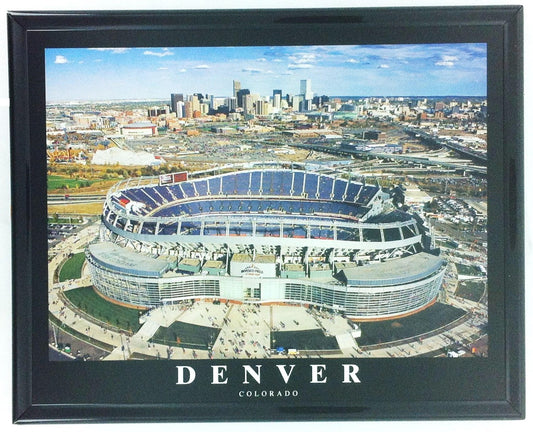 Denver Broncos Mile High Stadium Poster Print Framed 8"x10"