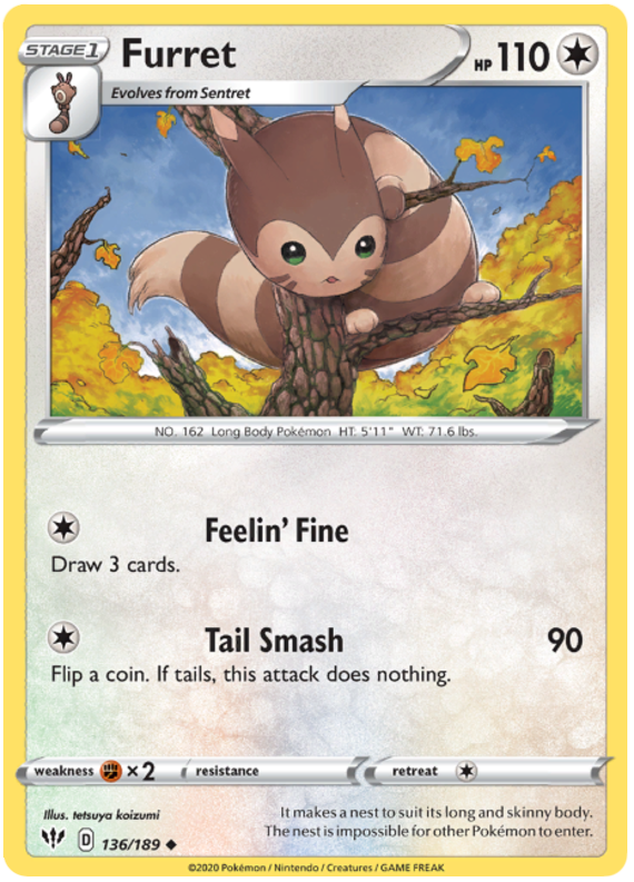 Sword and Shield Darkness Ablaze 136  Furret