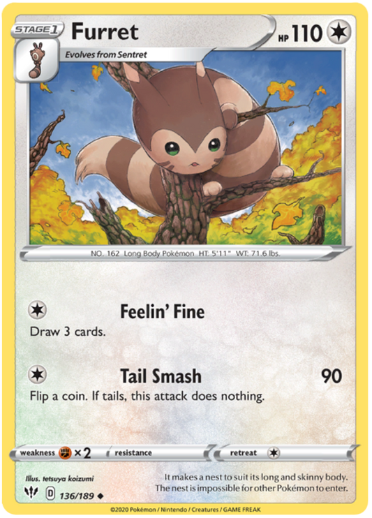Sword and Shield Darkness Ablaze 136  Furret