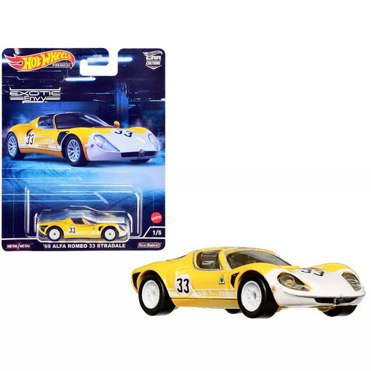 Hot Wheels Premium Car Culture '69 Alfa Romeo 33 Stradale Exotic Envy 1/5 Diecast Vehicles - walk-of-famesports
