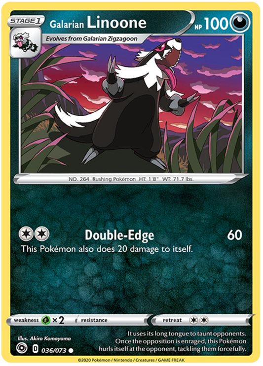 Sword and Shield Champion's Path 36  Galarian Linoone
