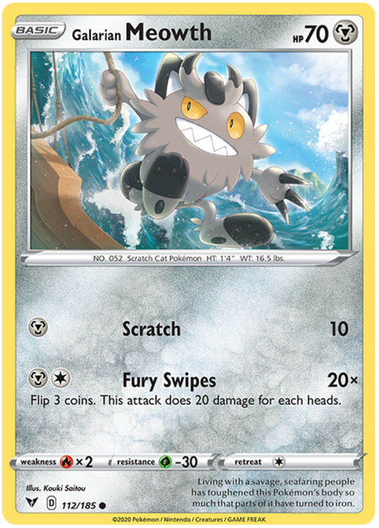 Sword and Shield Vivid Voltage 112  Galarian Meowth