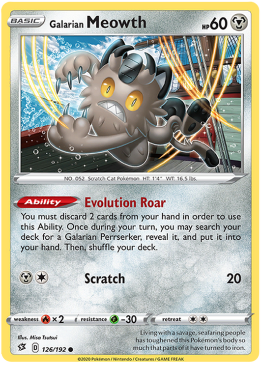 Sword and Shield Rebel Clash 126  Galarian Meowth