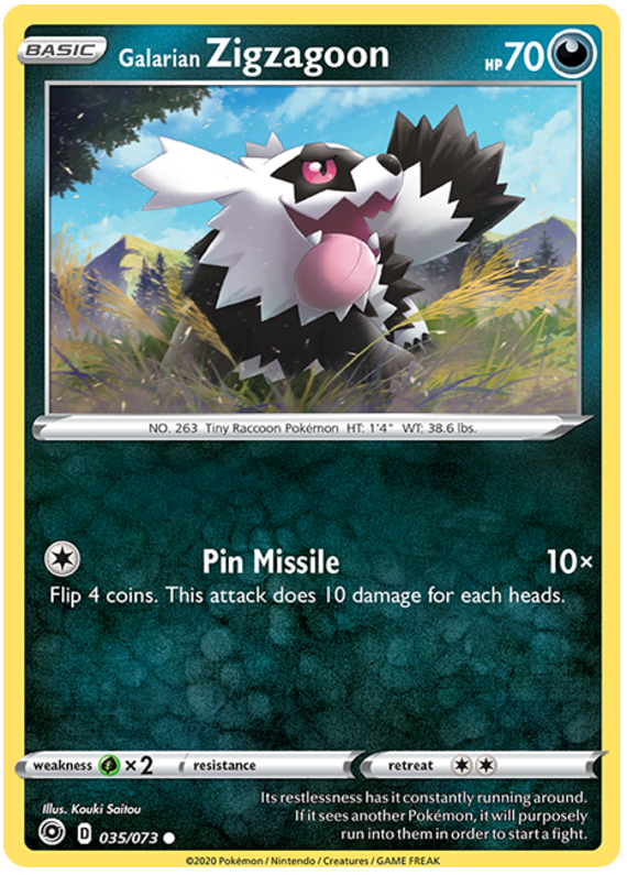 Sword and Shield Champion's Path 35  Galarian Zigzagoon