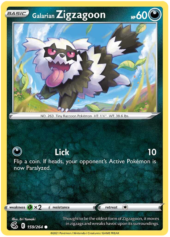 Sword and Shield Fusion Strike 159  Galarian Zigzagoon