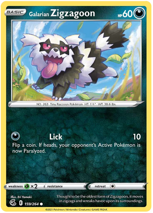 Sword and Shield Fusion Strike 159  Galarian Zigzagoon