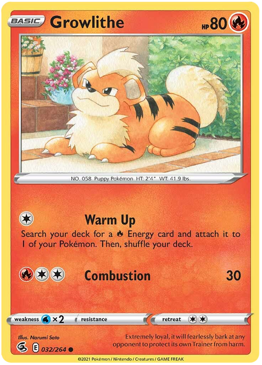 Sword and Shield Fusion Strike 032  Growlithe