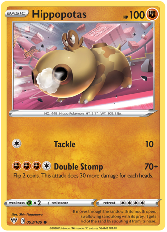 Sword and Shield Darkness Ablaze 093  Hippopotas