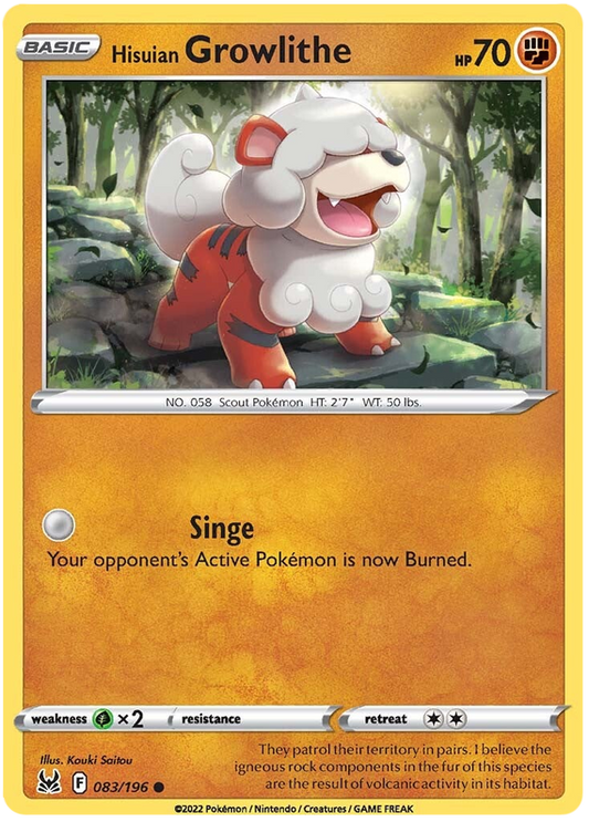 Sword and Shield Lost Origin 083  Hisuian Growlithe
