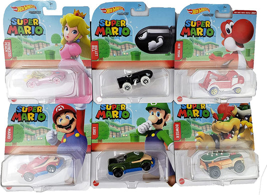 Hot Wheels Super Mario Character Cars - 6 Pack
