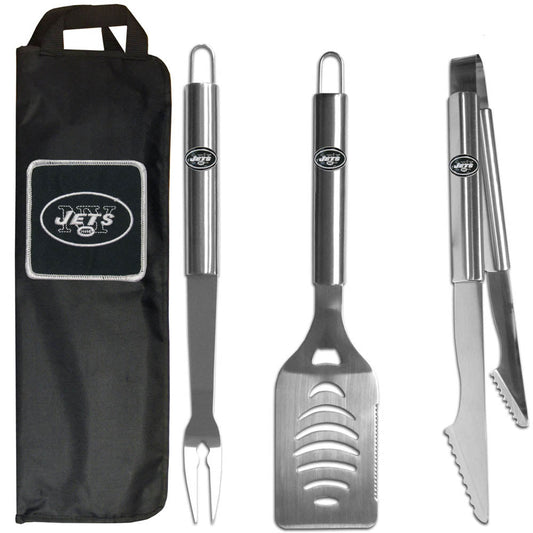 New York Jets 3 Piece Steel BBQ Set with Bag