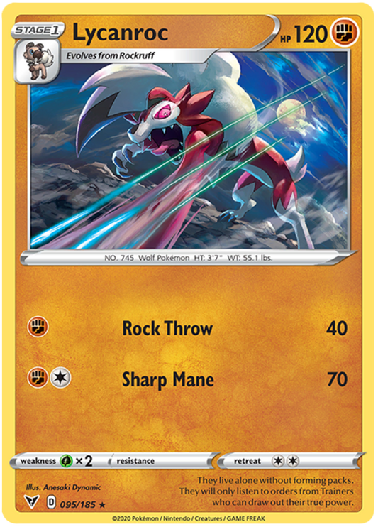 Sword and Shield Vivid Voltage 095  Lycanroc