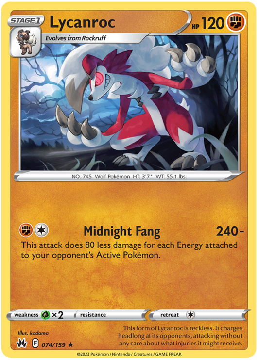 Sword and Shield Crown Zenith #74 Lycanroc