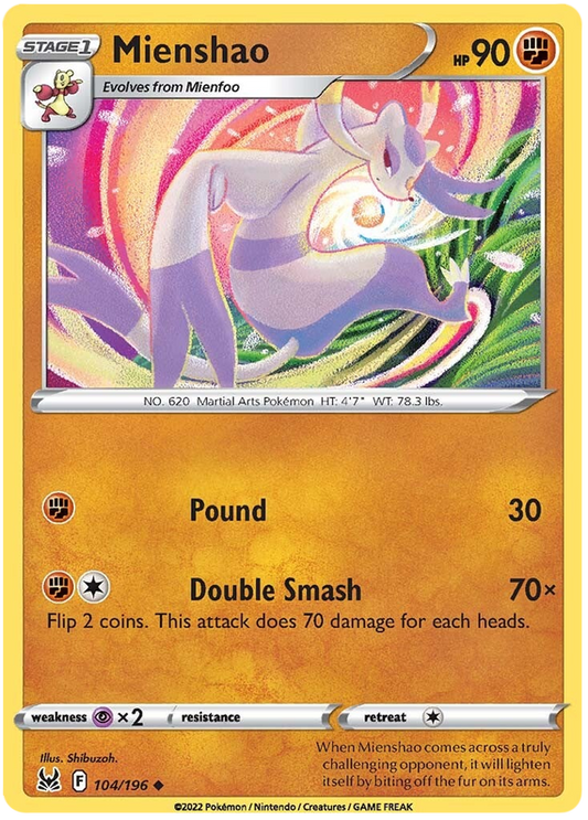 Sword and Shield Lost Origin 104  Mienshao