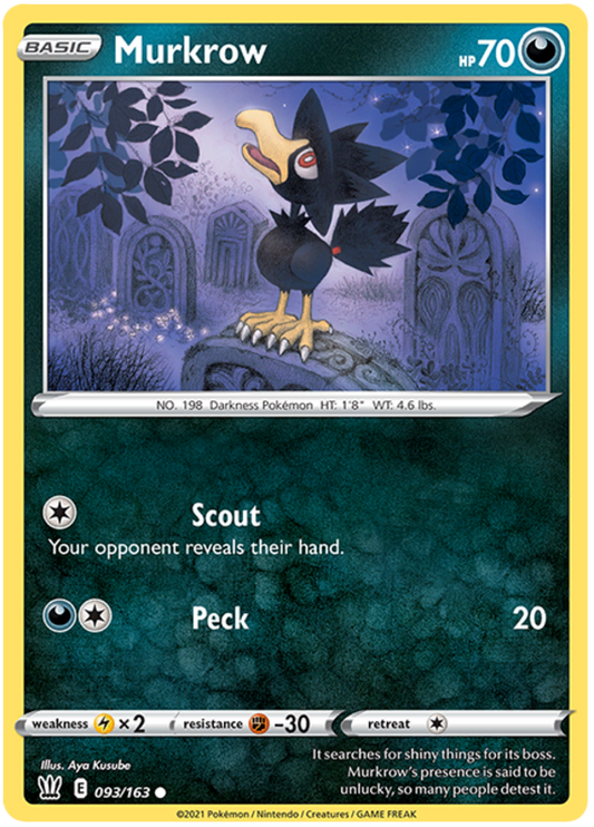 Sword and Shield Battle Styles 093  Murkrow