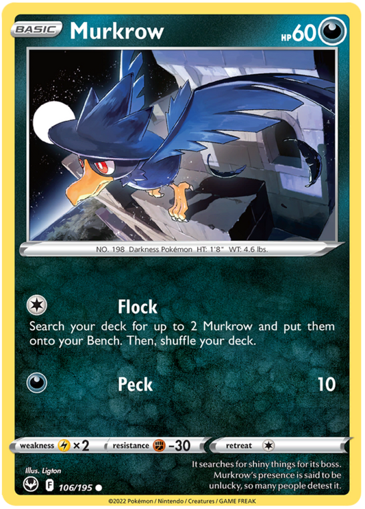 Sword and Shield Silver Tempest 106  Murkrow