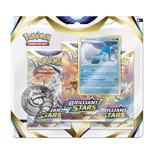 Pokémon TCG Sword & Shield Brilliant Stars Glaceon 3 Booster Pack, Promo Card & Coin