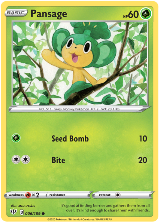 Sword and Shield Darkness Ablaze 006  Pansage