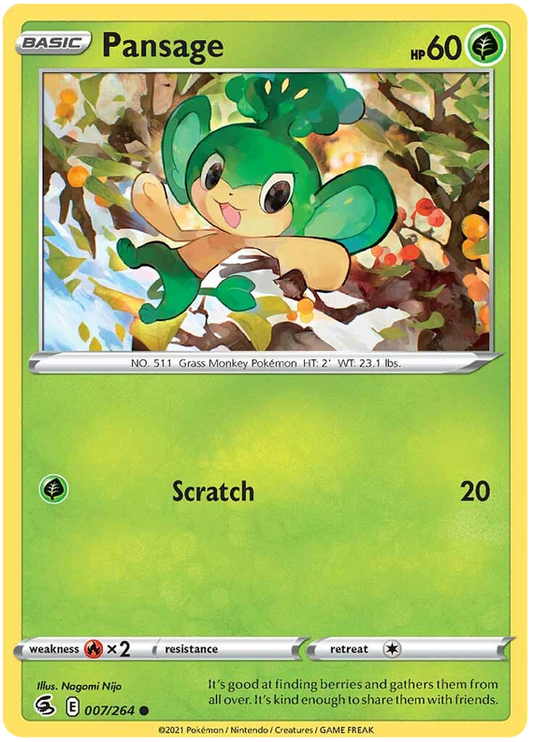 Sword and Shield Fusion Strike 007  Pansage