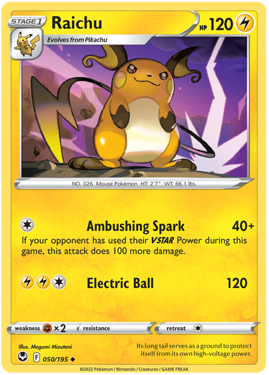 Sword and Shield Silver Tempest 050  Raichu
