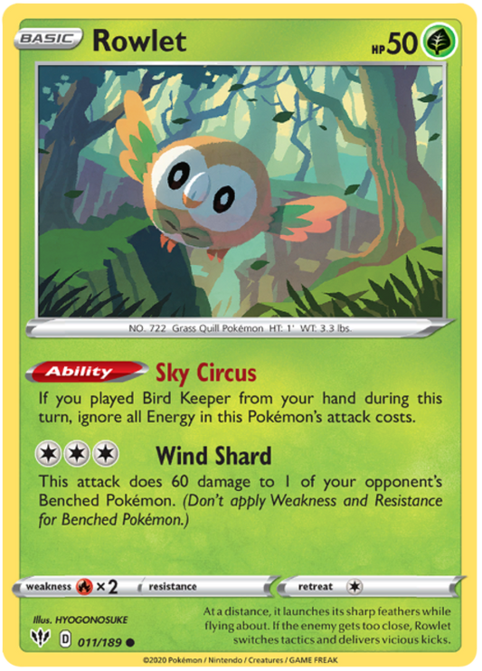 Sword and Shield Darkness Ablaze 011  Rowlet
