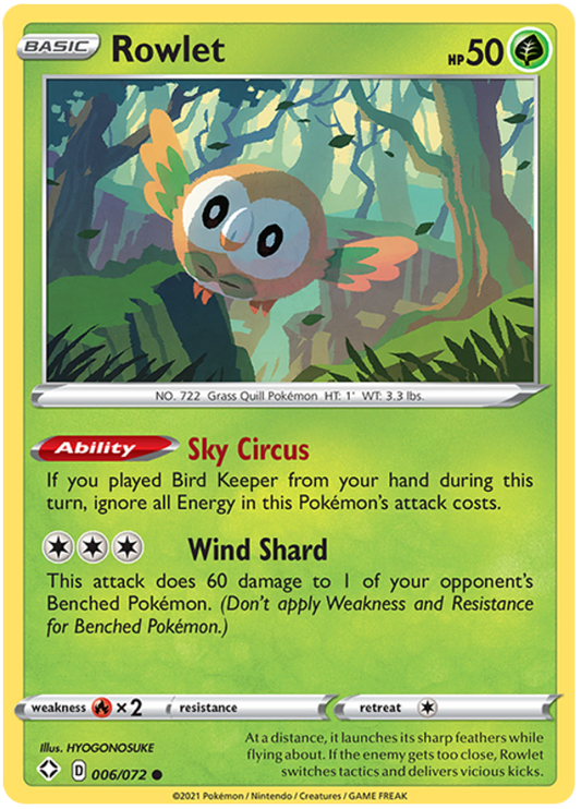 Sword and Shield Shining Fates 006  Rowlet