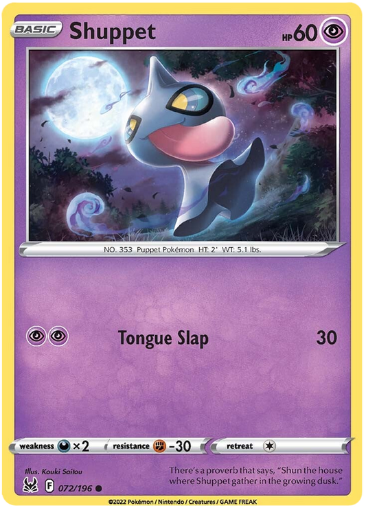Sword and Shield Lost Origin 072  Shuppet