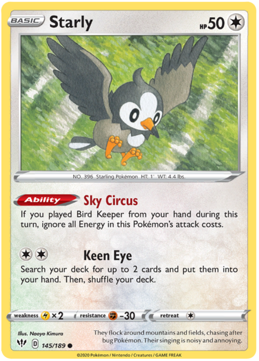 Sword and Shield Darkness Ablaze 145  Starly