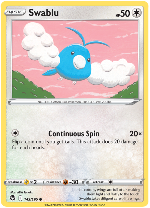 Sword and Shield Silver Tempest 142  Swablu