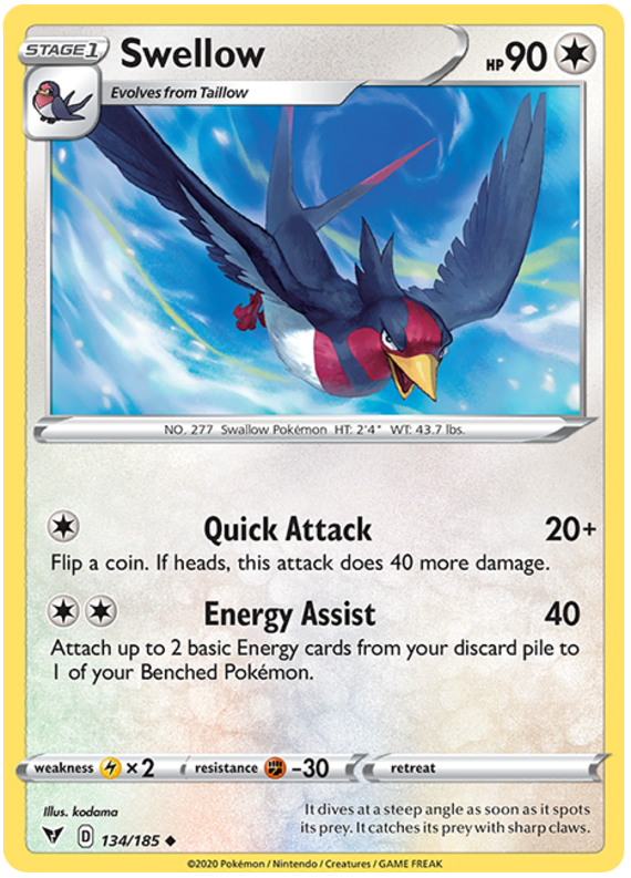 Sword and Shield Vivid Voltage 134  Swellow