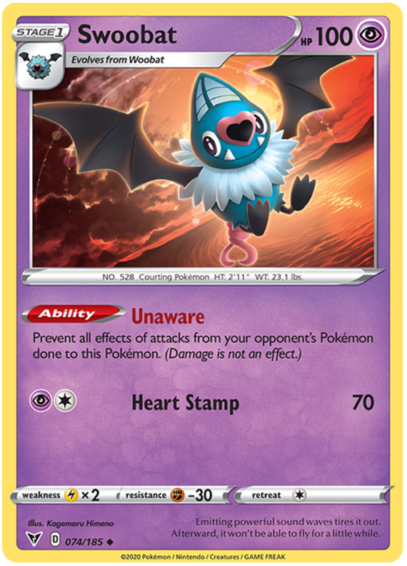 Sword and Shield Vivid Voltage 074  Swoobat