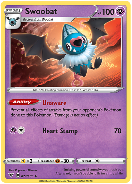 Sword and Shield Vivid Voltage 074  Swoobat