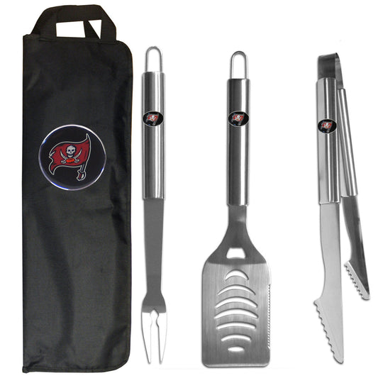 Tampa Bay Buccaneers 3 Piece Steel BBQ Set with Bag