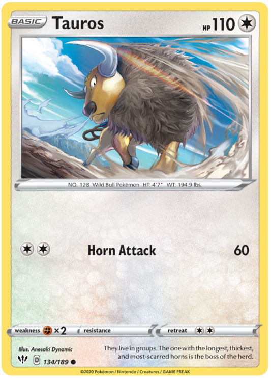 Sword and Shield Darkness Ablaze 134  Tauros