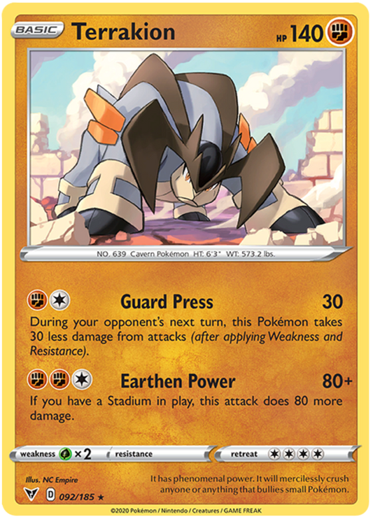 Sword and Shield Vivid Voltage 092  Terrakion