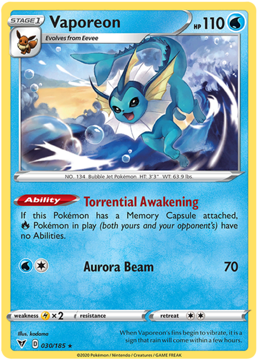 Sword and Shield Vivid Voltage 030  Vaporeon