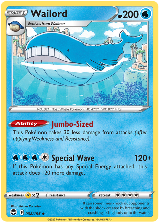 Sword and Shield Silver Tempest 038  Wailord