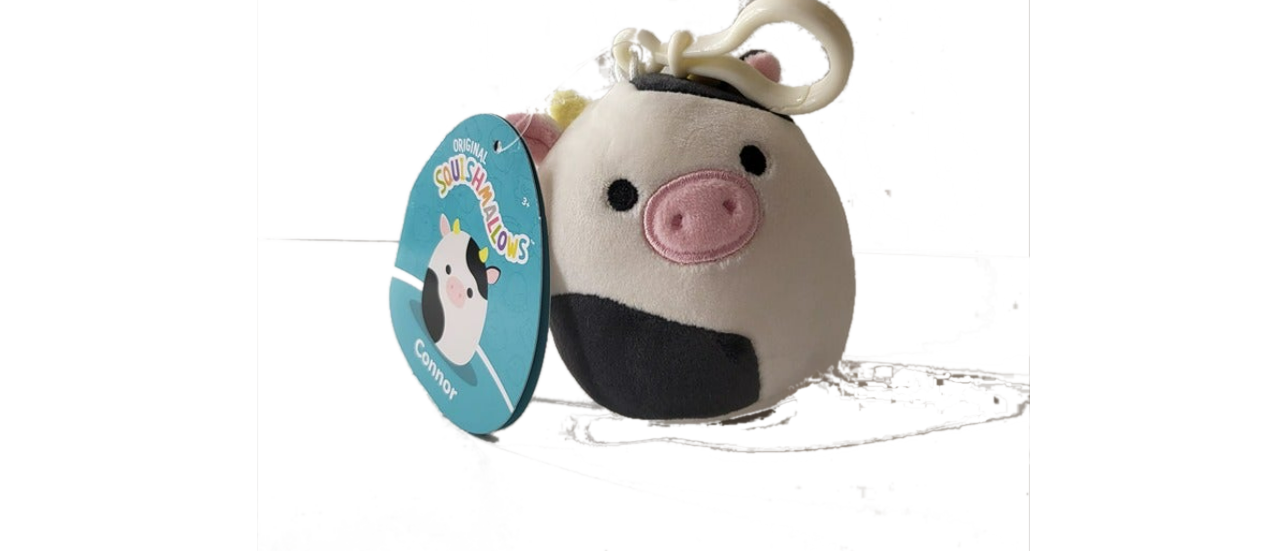 Squishmallows Connor the Cow 3.5" Stuffed Plush Clip - walk-of-famesports