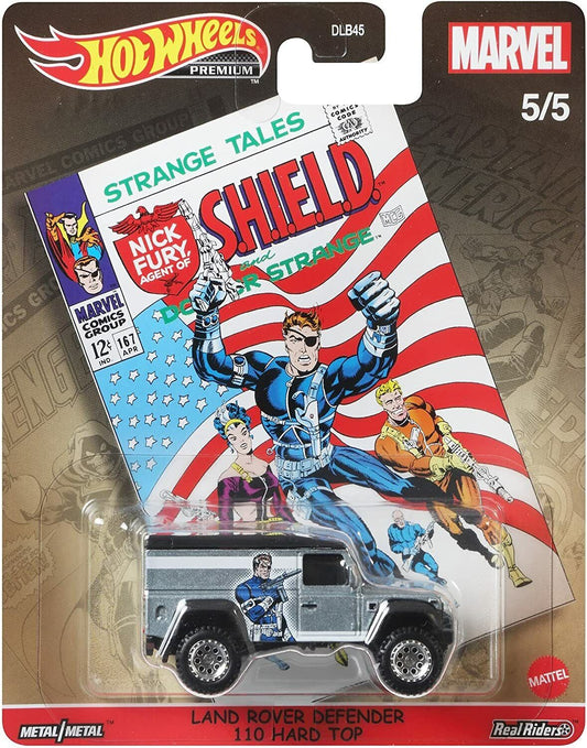 Hot Wheels Premium Pop Culture Marvel 5/5 Land Rover Defender 110 Hard Top - walk-of-famesports