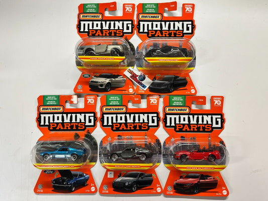 2023 Matchbox Moving Parts 70th Years Anniversary Mustang, Tesla - Complete 5 Cars Set Case A - walk-of-famesports