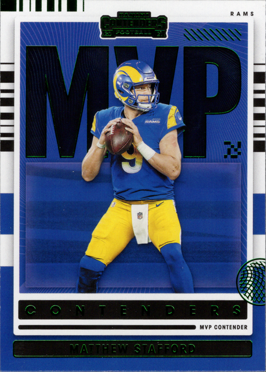2021 Panini Contenders MVP Contenders Emerald Matthew Stafford  MVP=MST Los Angeles Rams