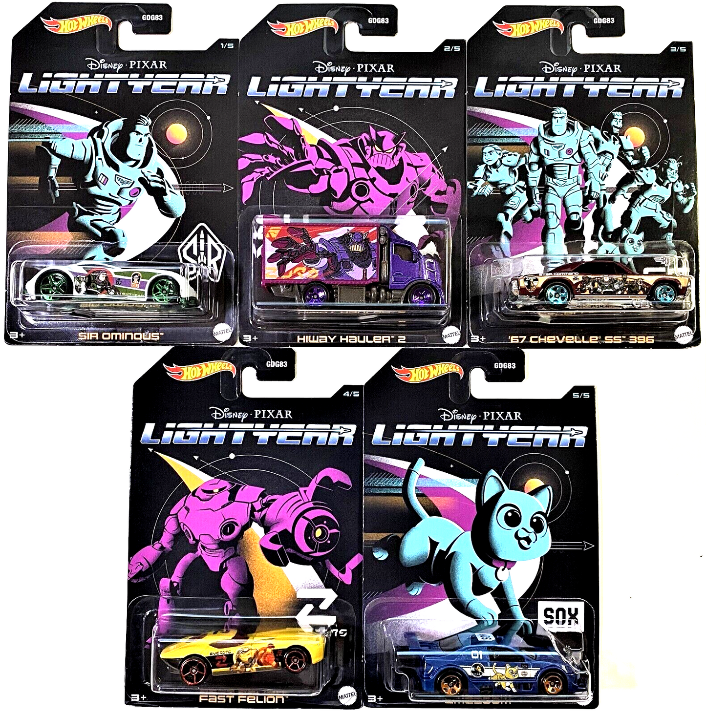 Hot Wheels Lightyear Theme Disney Pixar Series Diecast Model Set - 5 Piece ( GDG83)