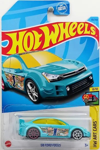 Hot Wheels '08 Ford Focus HW Art Cars 8/10 83/250 - walk-of-famesports
